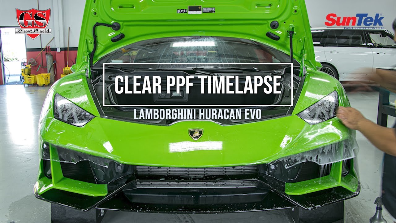 Suntek PPF Clear Bra Time-lapse on Lamborghini Huracan Evo Full Car By Ghost Shield Film
