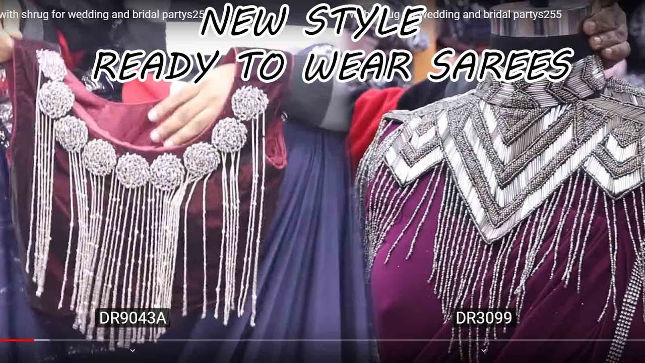 latest designer fancy and ruffle saree with shrug for wedding and bridal partys255