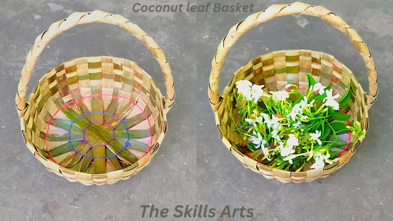 Round Basket With Coconut Leaf / डलिया कैसे बनाएं? / கூடை #theskillsarts