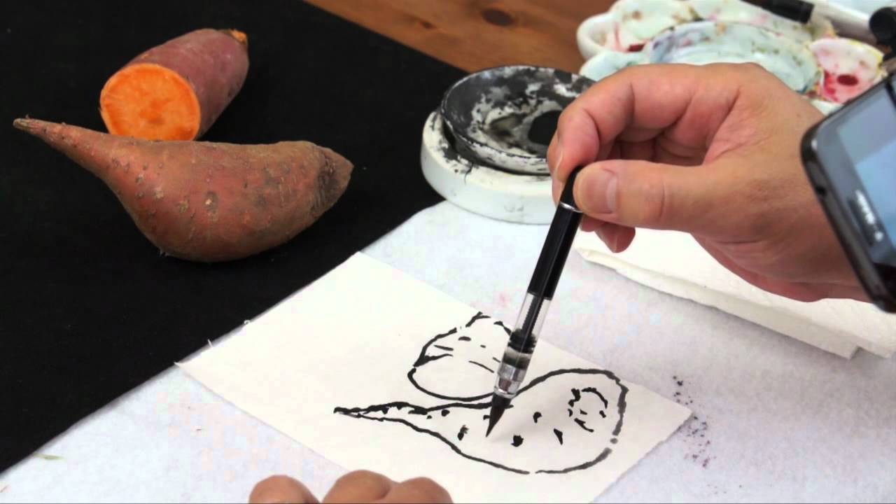 Blessings of the Earth - Painting Yam in Japanese Etegami Style with Henry Li