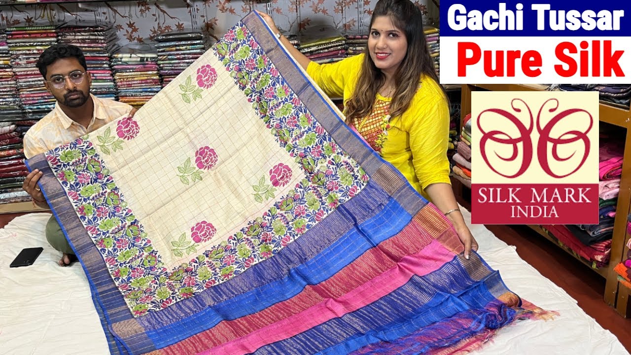 Pure Silk With Silk Mark & Kalamkari Gachi Tussar Saree Wholesale Price