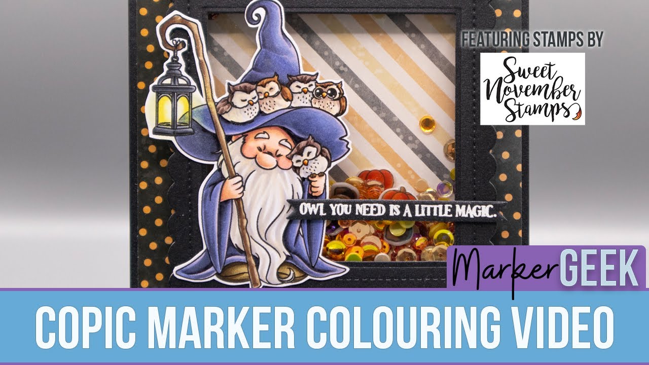 Colouring Sweet November Stamps Magnus the Wizard clear stamp using Copic Markers