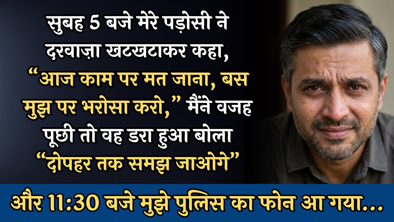 सुबह 5 बजे मेरे पड़ोसी ने दरवाज़ा खटखटाकर कहा “आज काम पर मत जाना—मुझ पर भरोसा करो” दोपहर होते-होते…