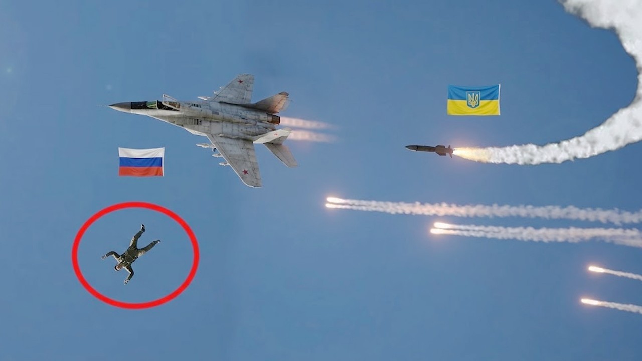Scary moment! Russian MIG-29 pilot dies after ejecting from cockpit to escape Ukrainian missile