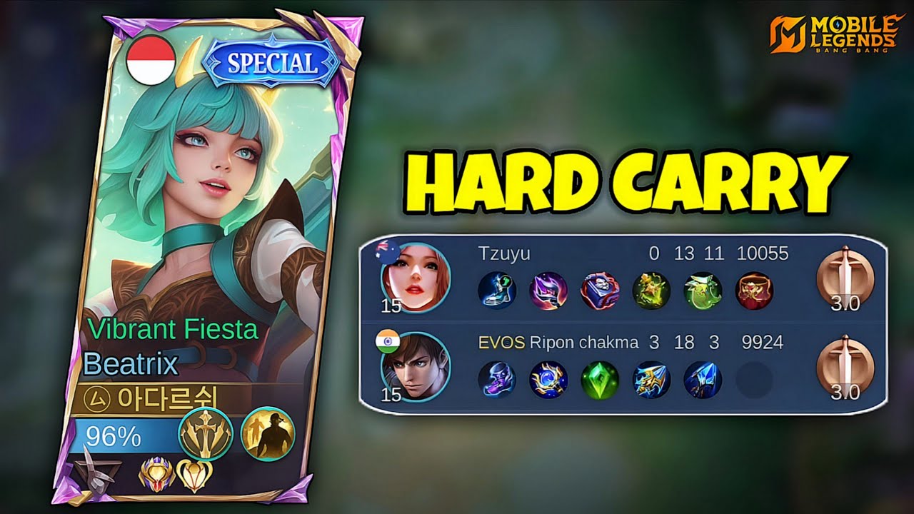 THIS IS WHY BEATRIX IS THE BEST MARKSMAN IN MOBILE LEGENDS - SOLO CARRY WITH WORST TEAMMATES EVER