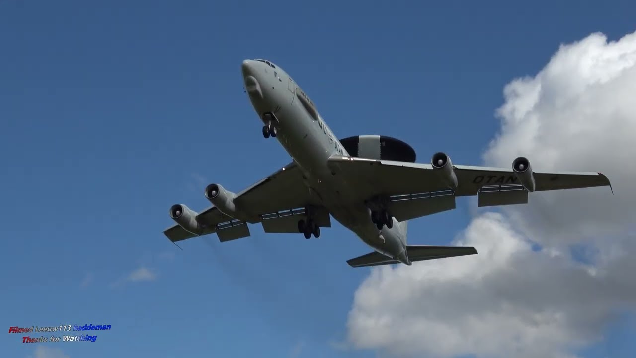 LOW PASS | NATO - Boeing E-3A Sentry / AWACS :  The Eye in the Sky!  Departing out of  🛫 ! (4K)