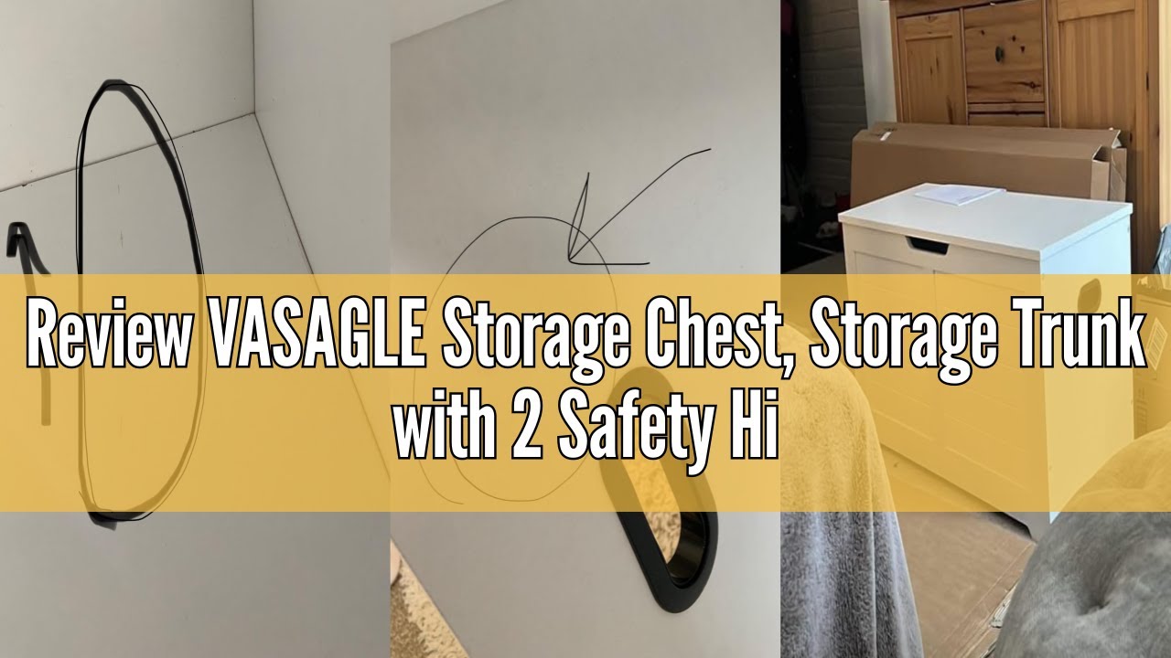 Review VASAGLE Storage Chest, Storage Trunk with 2 Safety Hinges, Storage Bench, Shoe Bench, 15.7 x