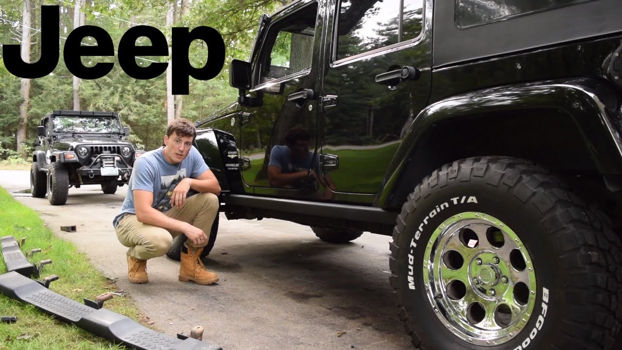 Установка слайдеров Jeep Wrangler Unlimited Rock Sliders