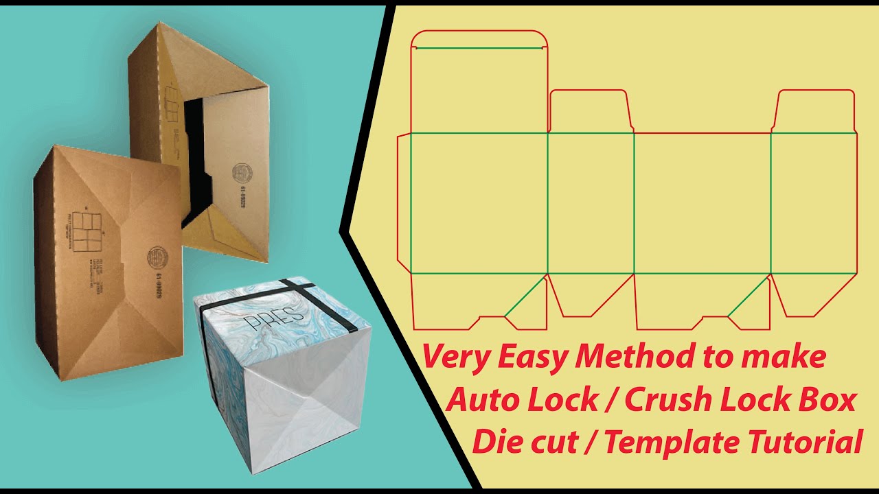Very Easy Method to Make 100% Perfect Auto Lock / Crush Box Die cut / Template Full Tutorial