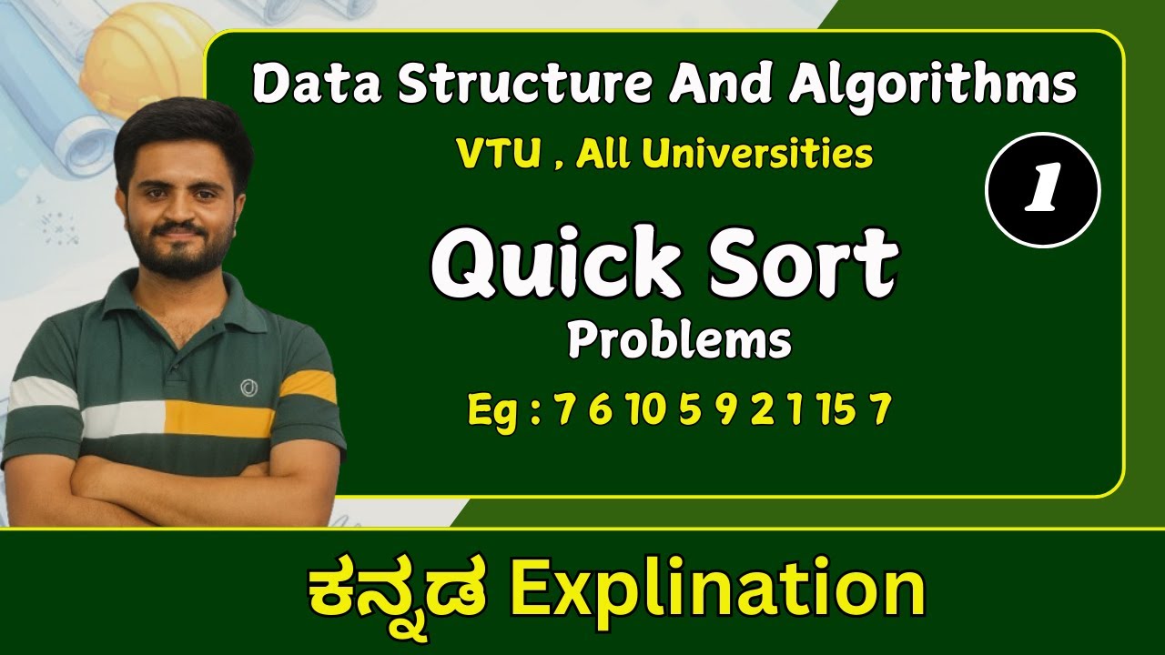 Quick sort Problem , part 1 |data structures & Algorithm |VTU, All universities