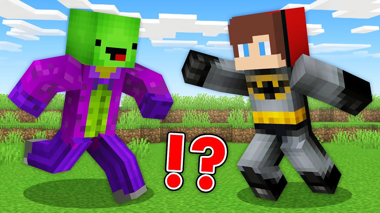 JJ and Mikey in BATMAN and JOKER SUPERHERO CHALLENGE in Minecraft - Maizen
