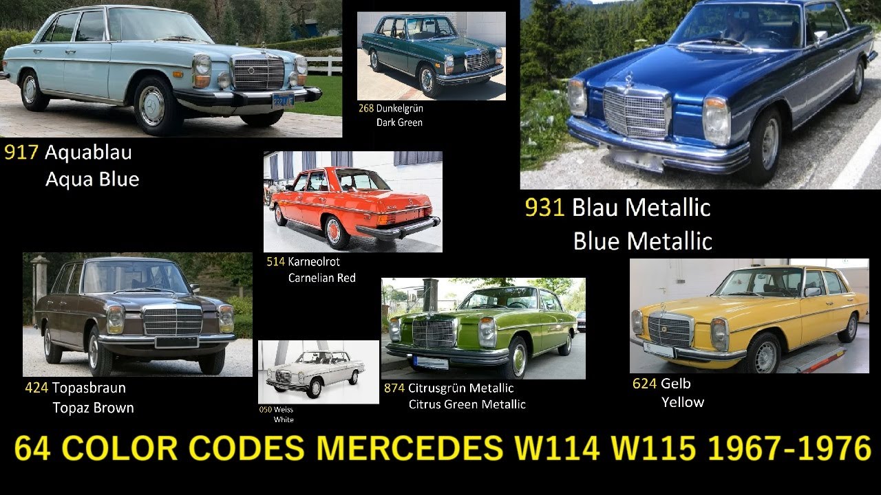 13. FACTORY COLORS MERCEDES W114 W115 1967-1976