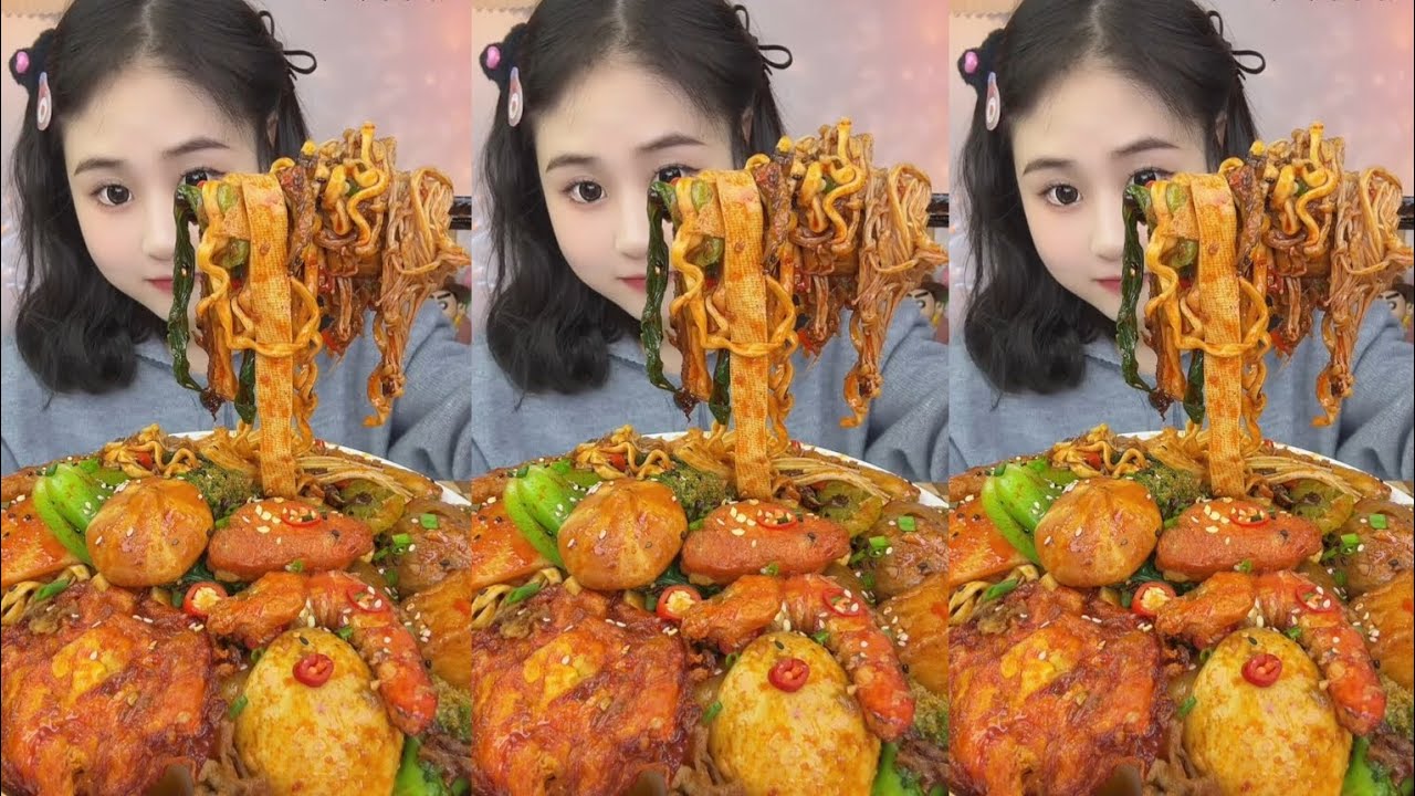Yummy #27 , Chinese mukbang, Spicy Noodles huge feast! 🍜 & Dumpling Soup 🍲🍝.