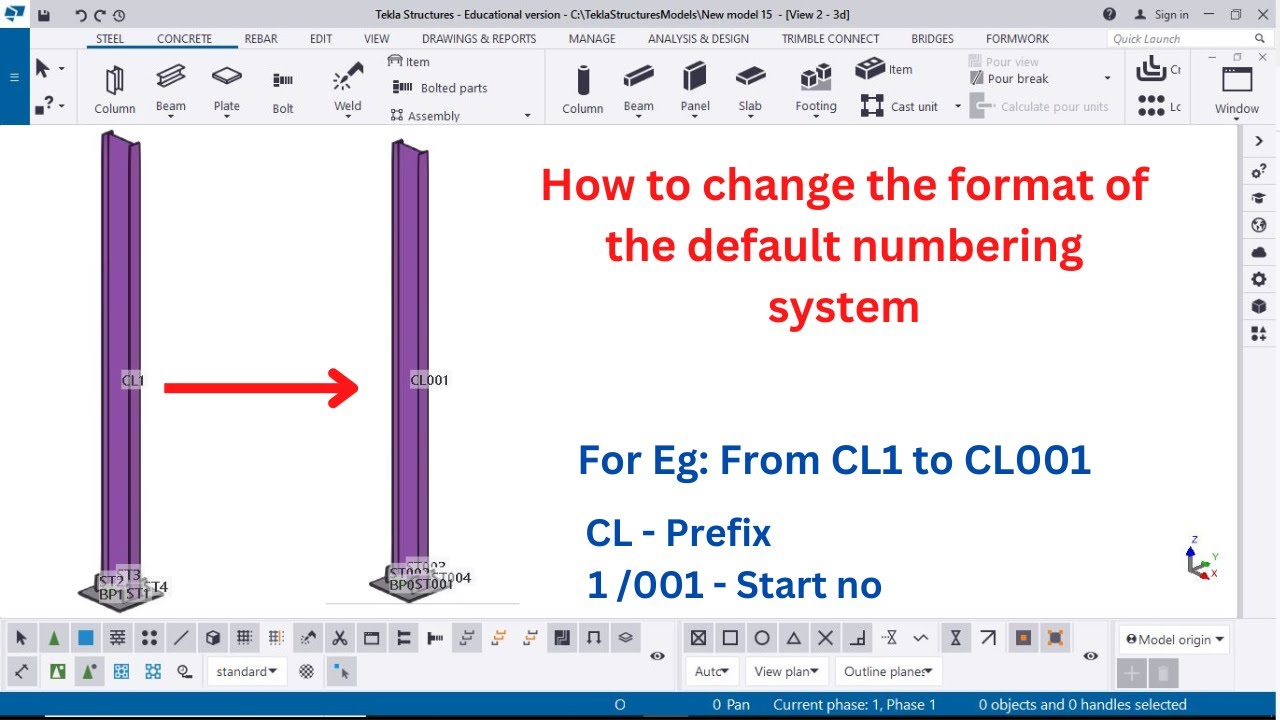 How to change the format of default numbering system | Tekla Structures | Tamil