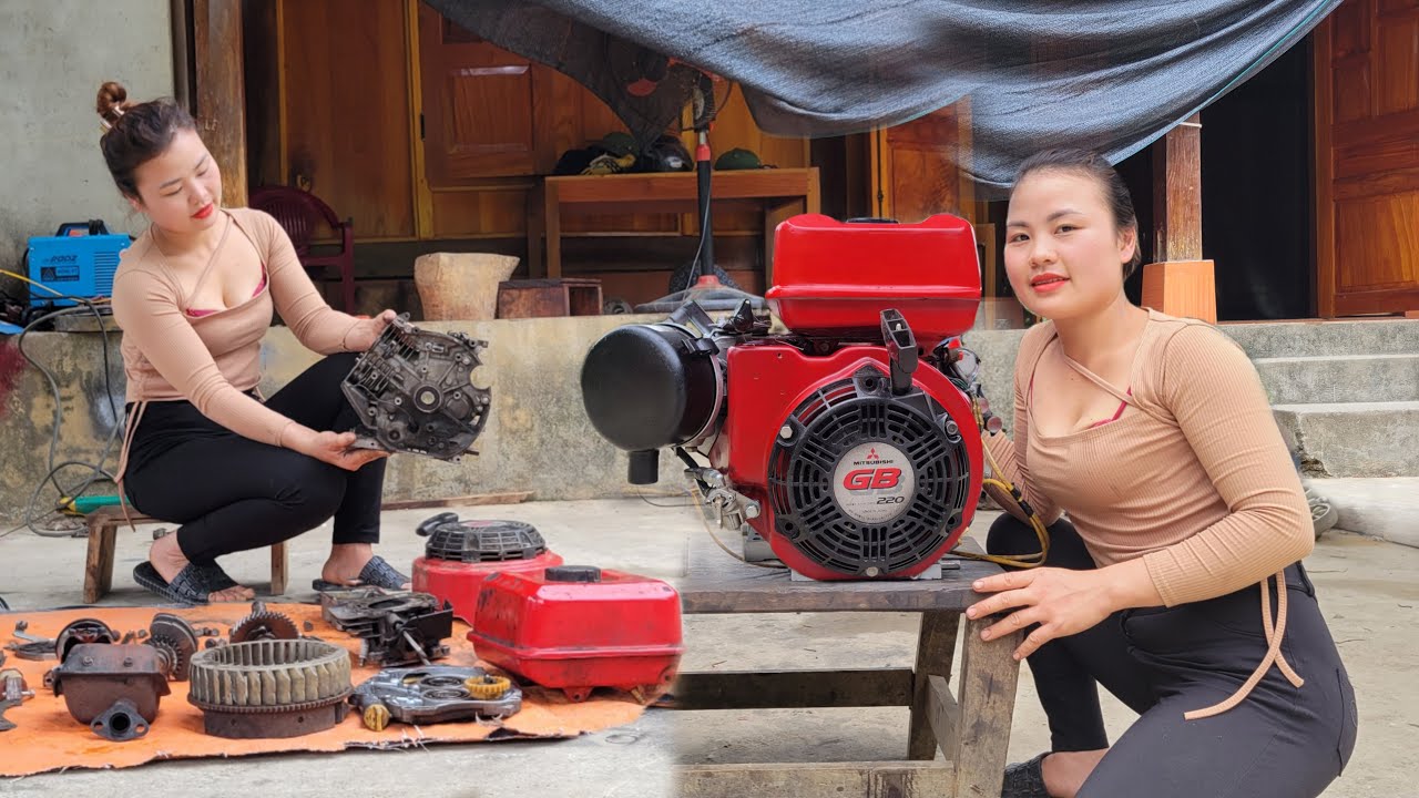 Genius girl repairs and restores the farmer's entire Mitsubishi-GB220 7hp gasoline engine