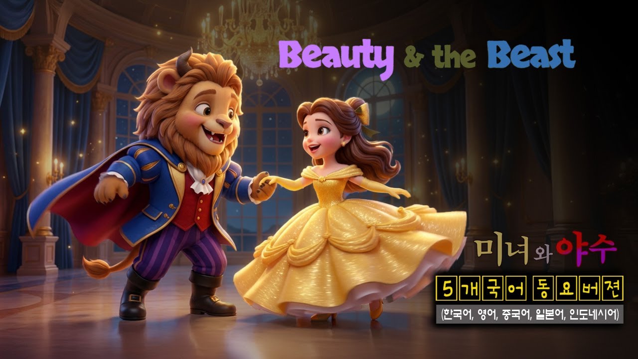 [미녀와 야수] 5개국어 - 어린이동요, 동요, 키즈송, [Beauty and the Beast] Children's songs, nursery rhymes, Kids Song