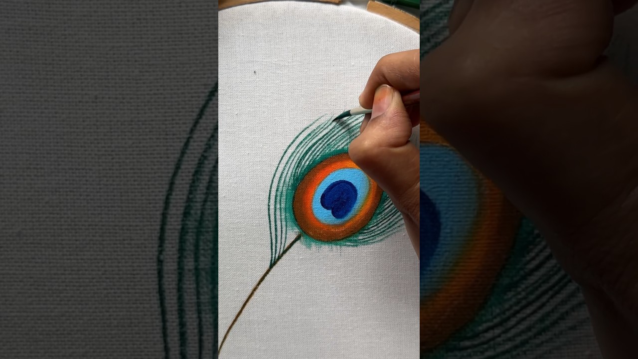Peacock feather painting on fabric✨     Step by step tutorial up on my channel!