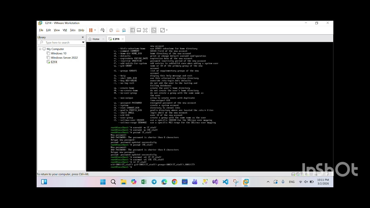Linux: add user , group management 