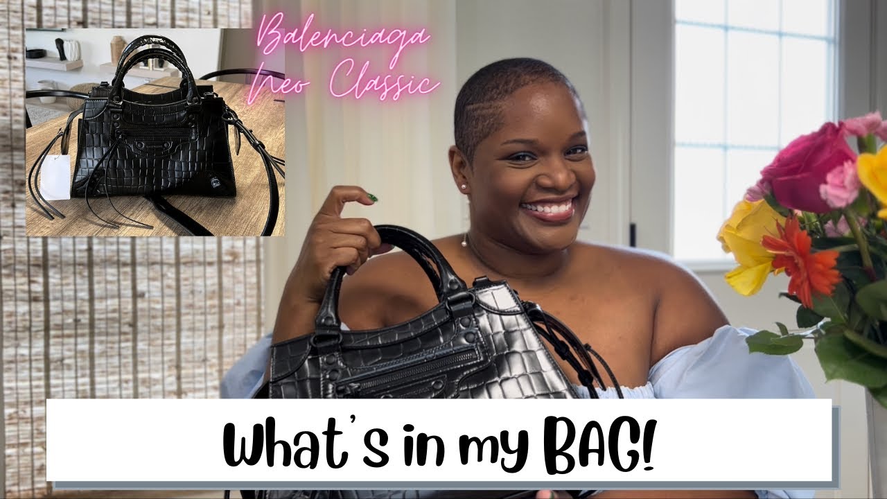 What’s in my Bag?! | Featuring Balenciaga Neo Classic All Black Faux Croc in Small