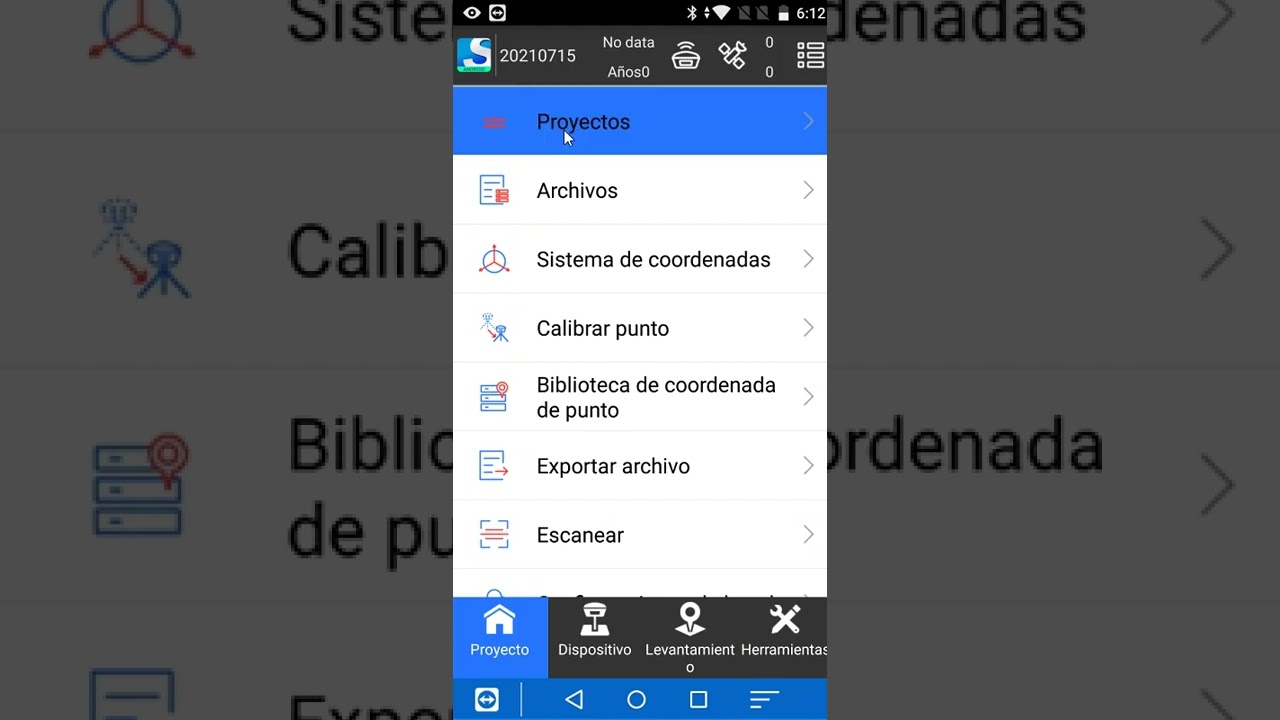 Interfaz, creación de proyectos y sistema de coordenadas - eSurvey SurPad