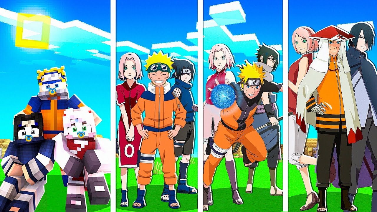 CICLO DE VIDA DO SASUKE, NARUTO E DA SAKURA no Minecraft