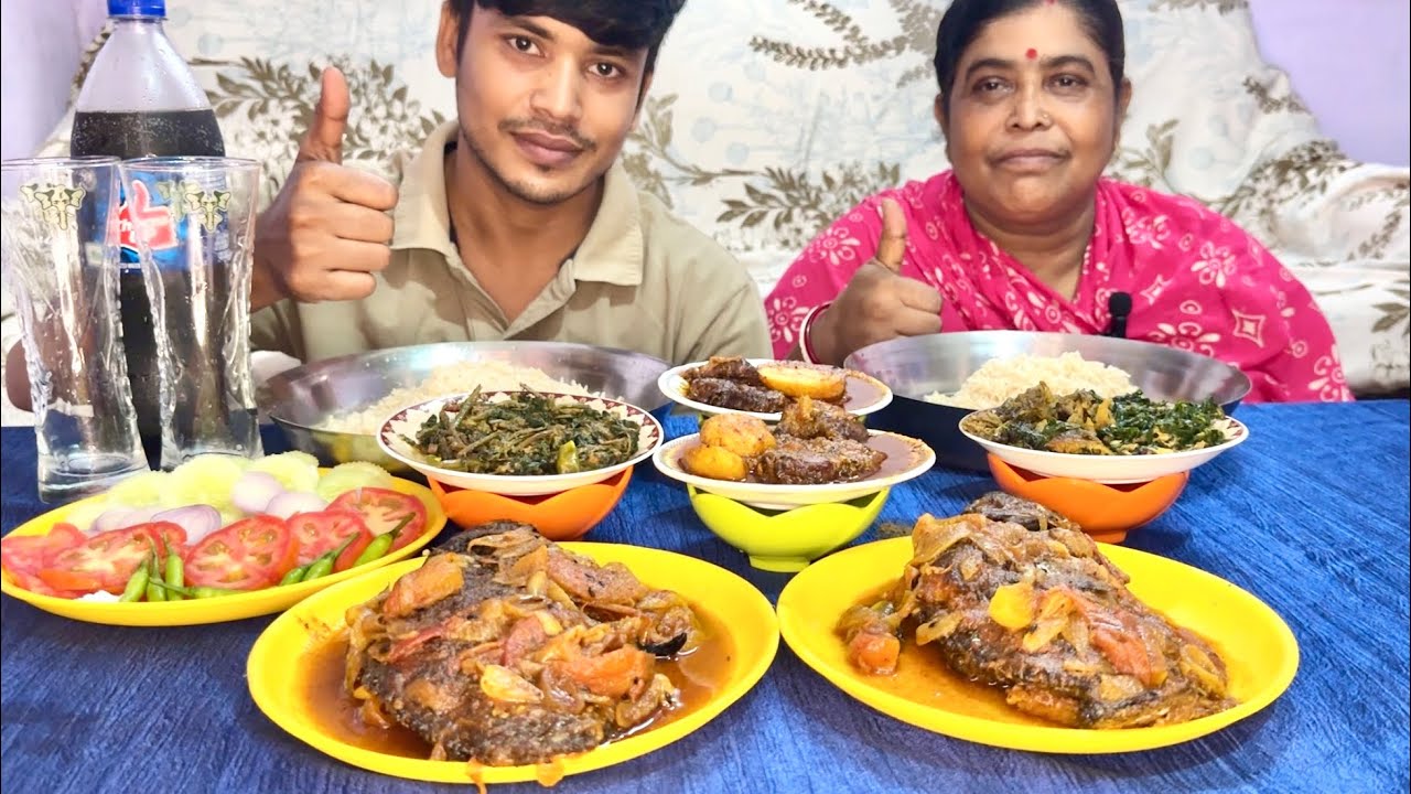 ASMR Eating-2 Kg Tilapia Fish Curry,Rita Fish Curry,Rice,Sag bhaji,Kerala Sag,Salad,| EATING MUKBANG
