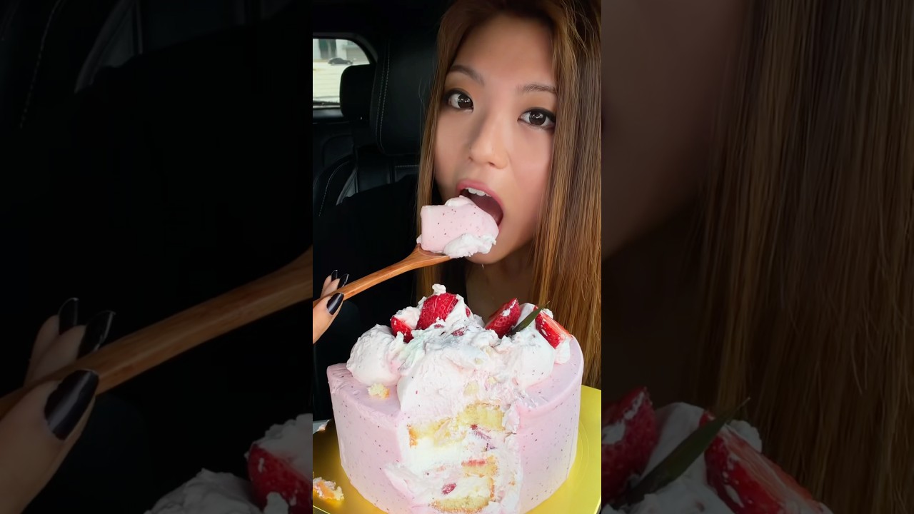 Trying Fruit Love Island Cake so you don&rsquo;t have to&hellip; #food #eating #mukbang #dessert #cake