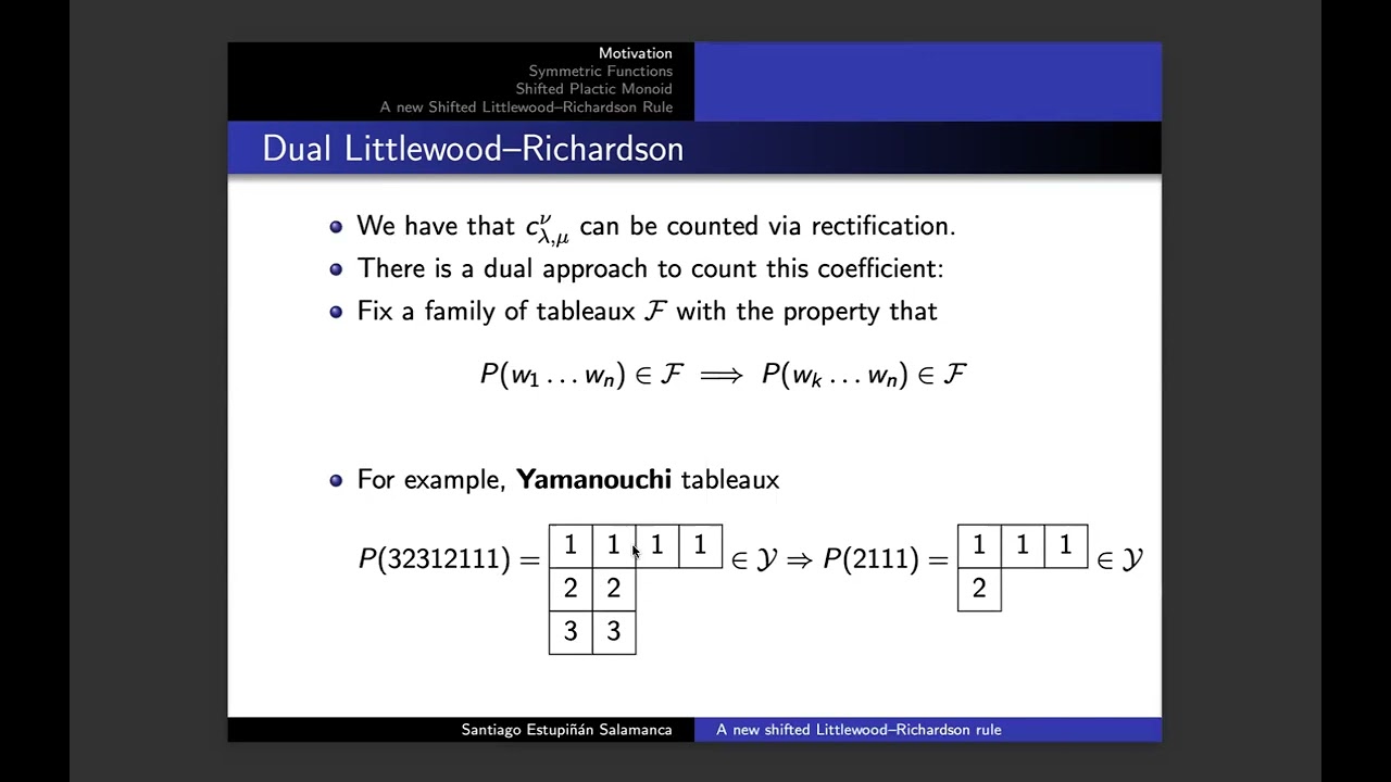 Santiago Estupinan, `A new shifted Littlewood-Richardson rule'