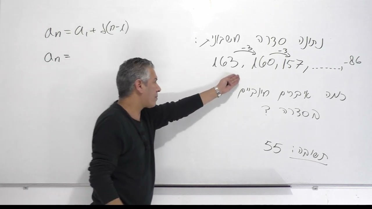 תרגול סדרה חשבונית,4-5 יחידות.כמה איברים חיוביים יש בסדרה?