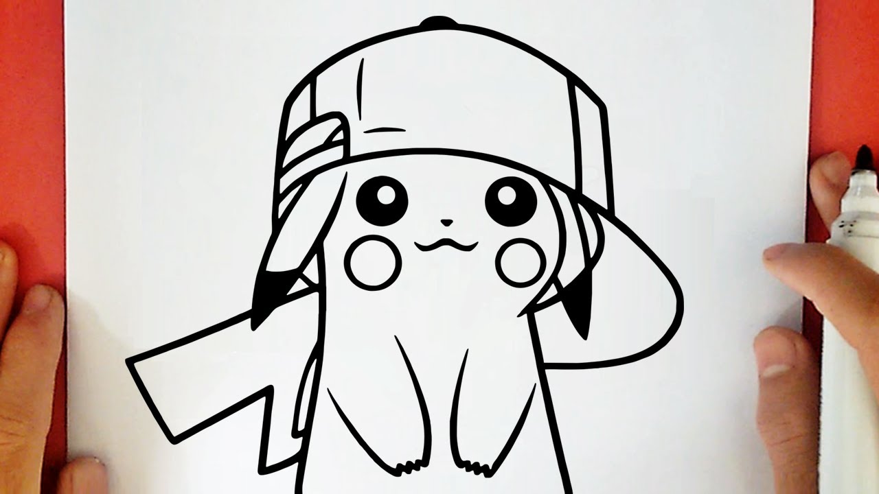 COMMENT DESSINER PIKACHU AVEC LA CASQUETTE DE SACHA
