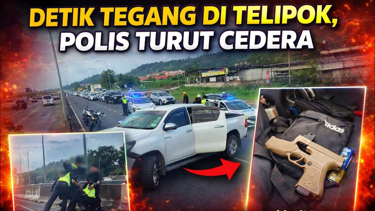 AKSI KEJAR MENGEJAR POLIS DAN DUA SUSPEK CURI KABEL DI TELIPOK, SABAH