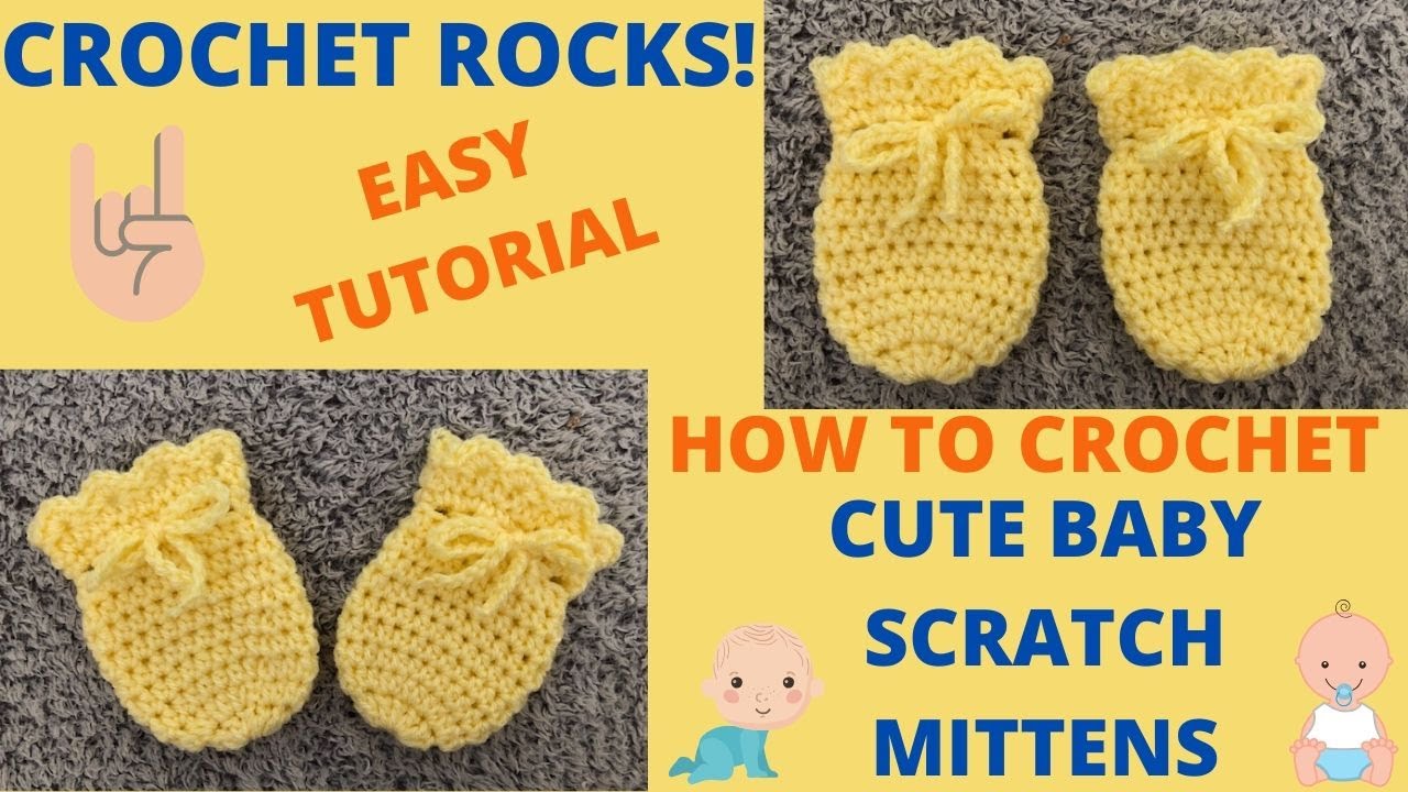 How to Crochet Easy Baby Scratch Mittens | Crochet Rocks