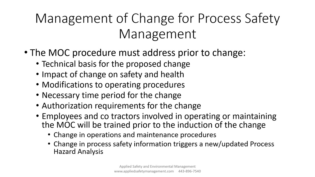 Episode 54   Management of Change for Process Safety Management