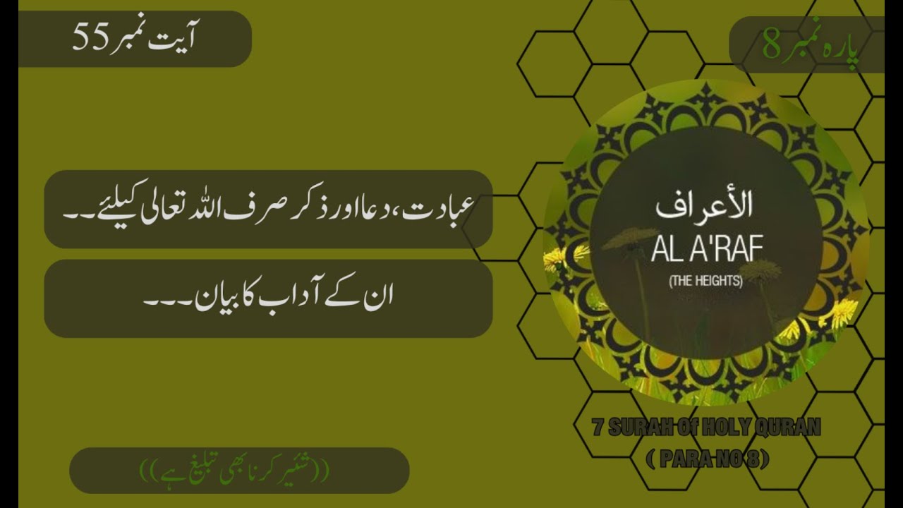 7 Surah Al A'raf ayat 055 | Dars e Quran | Mufti Fazal Ur #Rahman