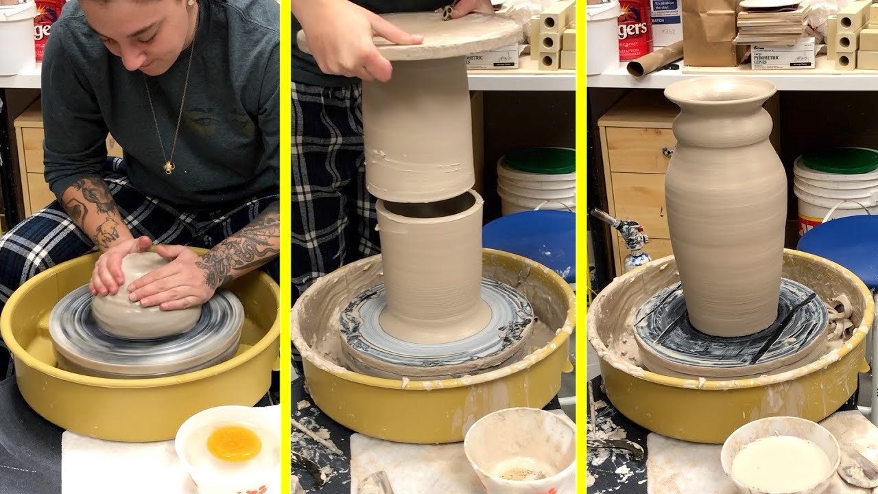 Throwing A Large Vase In Two Pieces