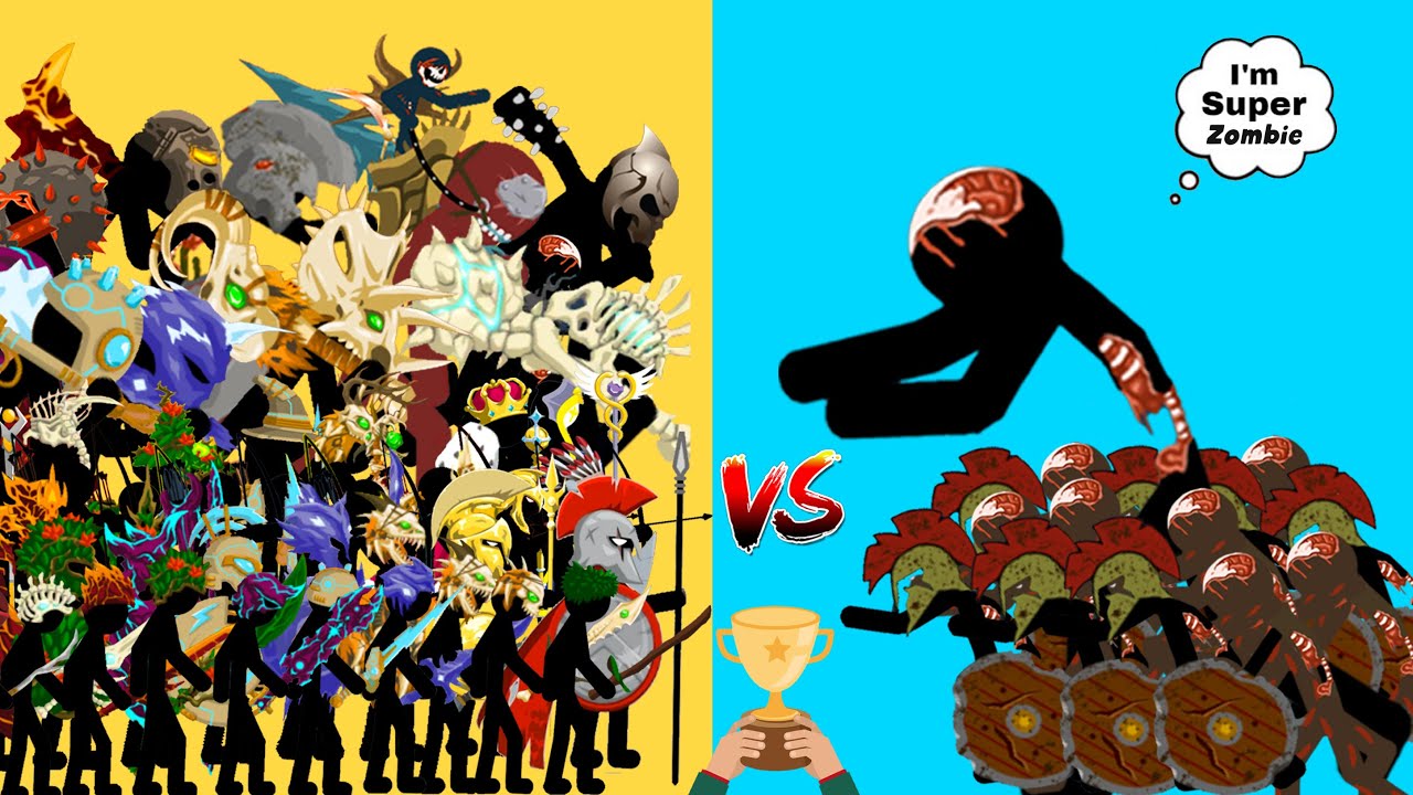 Zombie Leader And Zombie Tank And Zombie Thrower Vs All Stick Skins Figures In Stick War Legacy