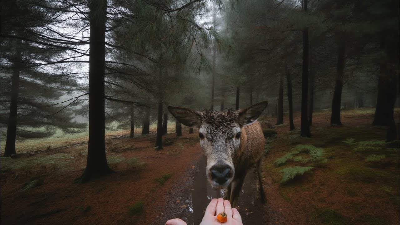 Silent Forest Walk in 4K | Cloudy Day & Wild Deer Encounter