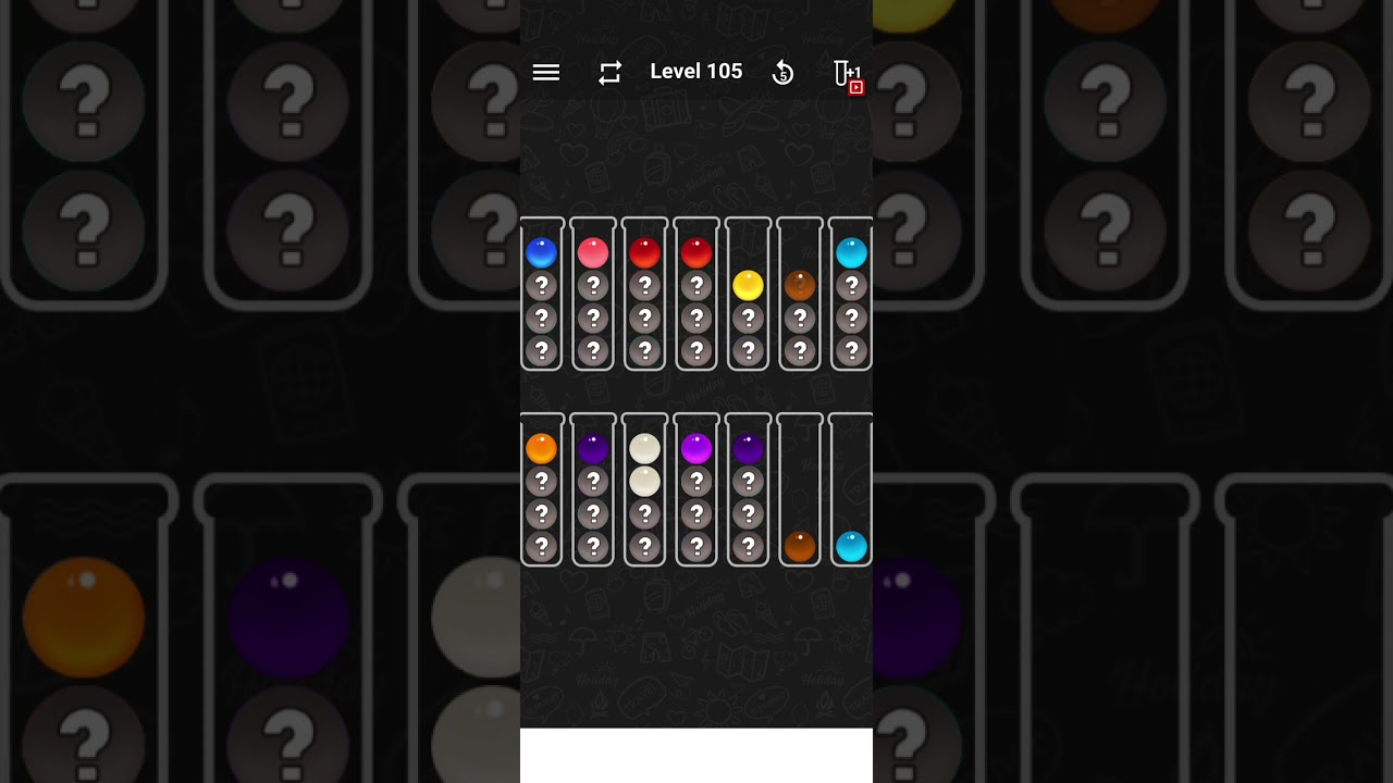 Ball sort color water puzzle level 105