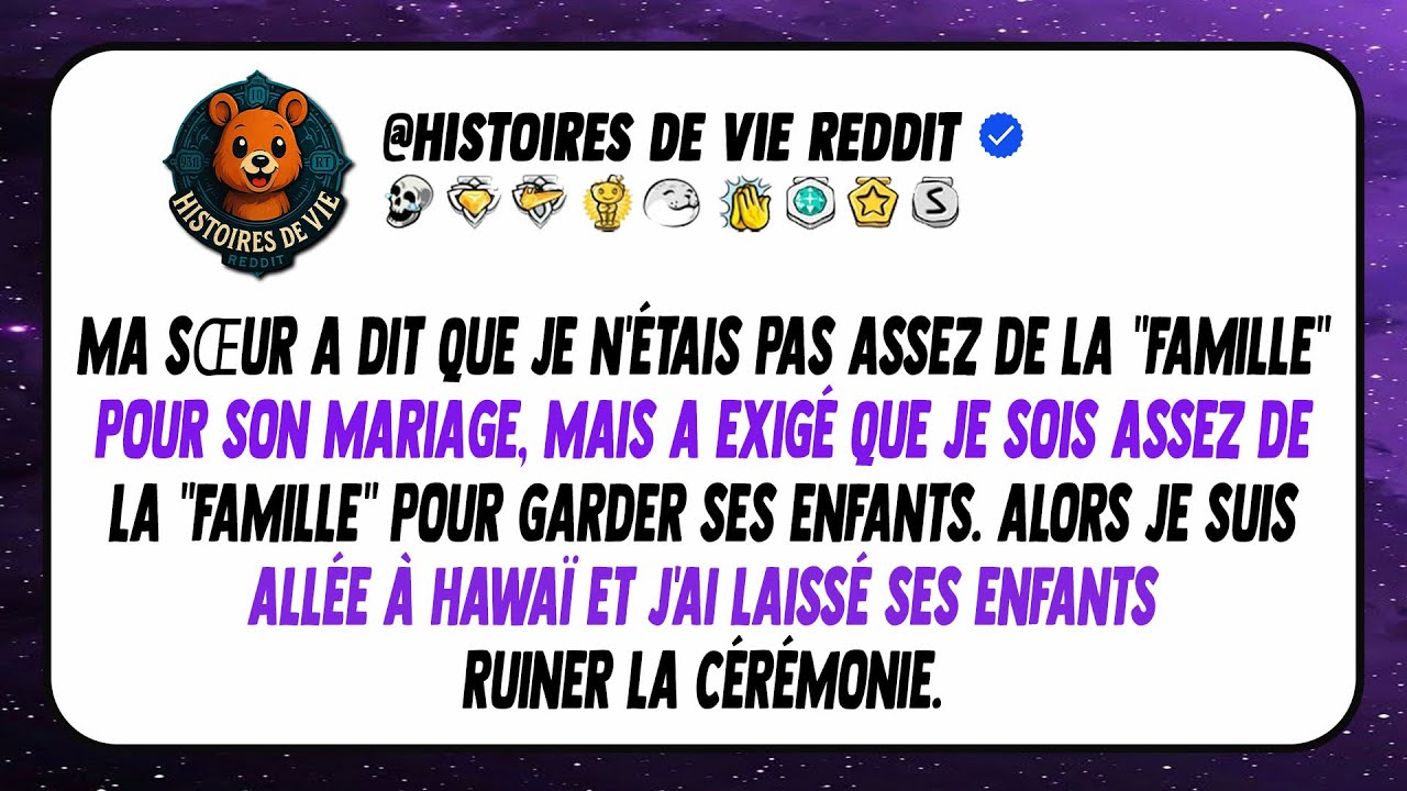 Ma sœur exige que je garde ses enfants pour un mariage auquel je n'étais pas invitée. Je suis partie