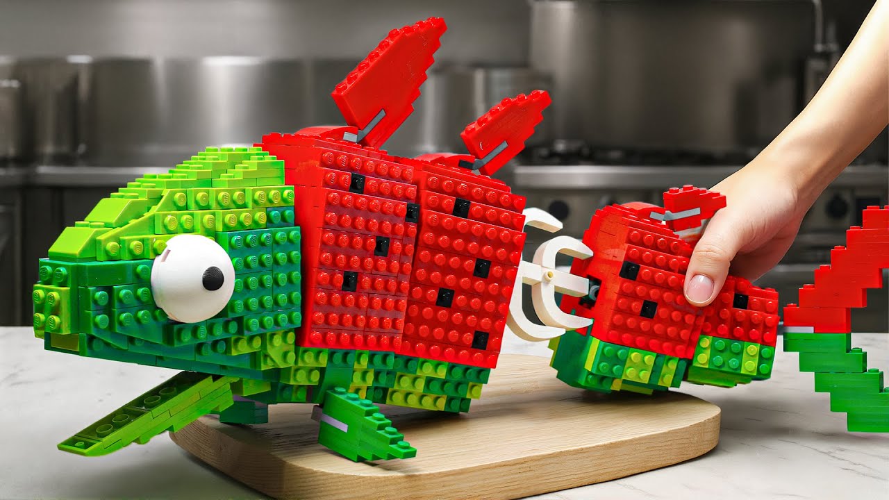 Catch & Fillet World's Most Sold LEGO RARE Watermelon Fish Recipes IRL ASMR Stop Motion Cooking ASMR