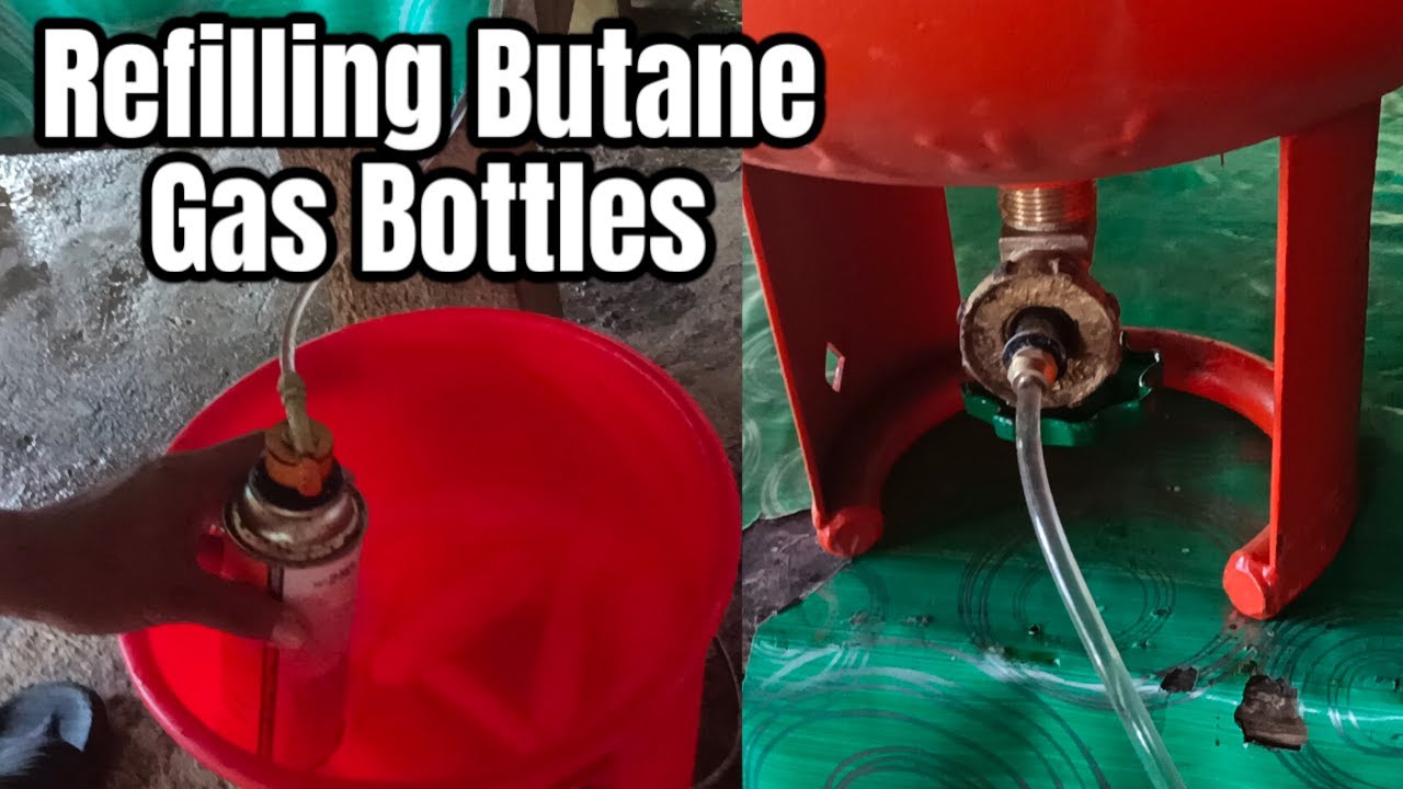 How to refill butane gas bottles ||&nbsp;refilling gas canisters&nbsp;|| refilling empty butane gas bottles