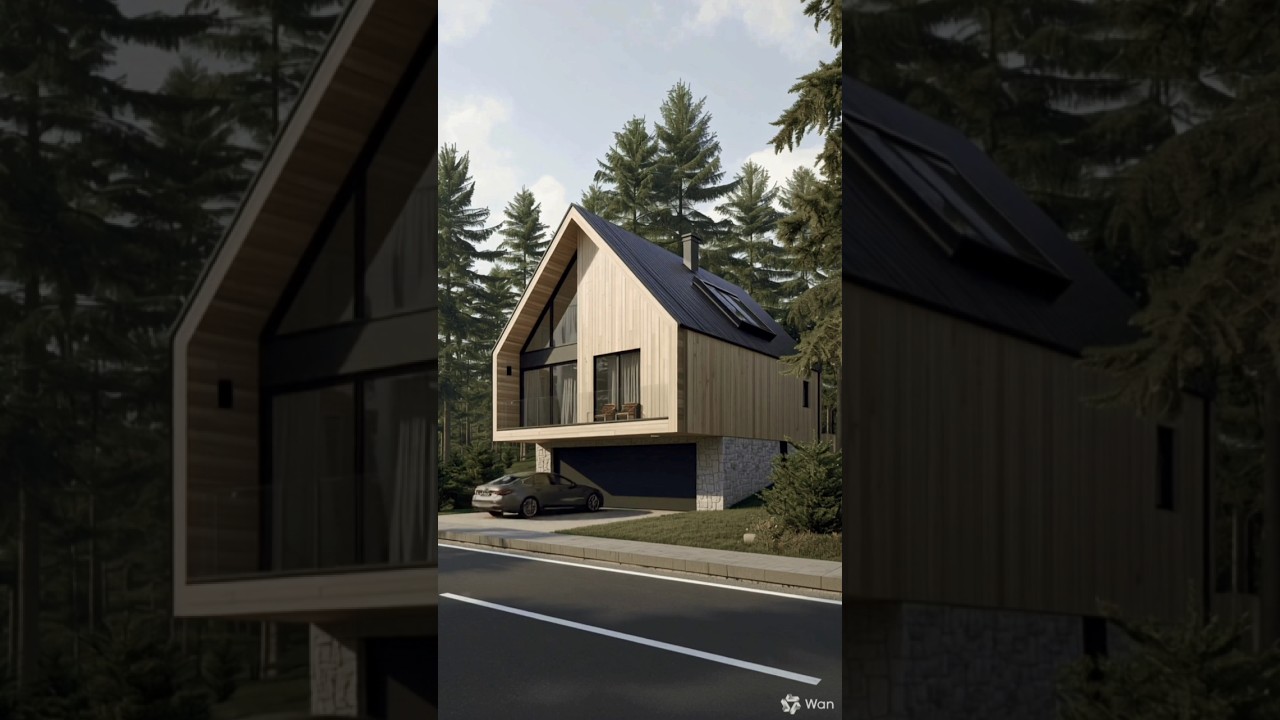 Scandinavian luxury house built step by step in the forest | ultra realistic |