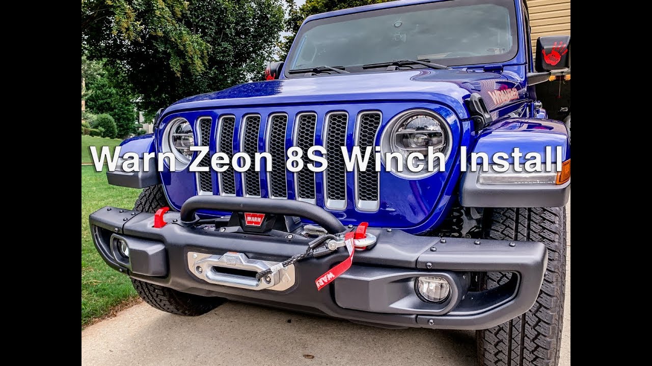Installed Warn Zeon 8S Winch 2018 Jeep Wrangler JL Artec Winch Plate