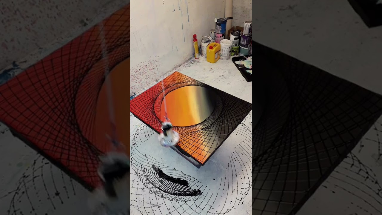 Pendulum painting over a sunset background