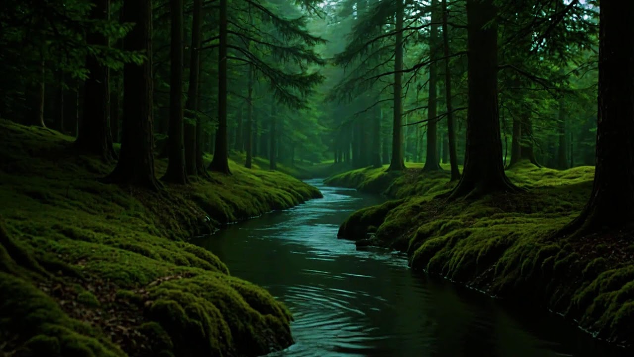 Soothing Flowing River with Bird Sounds Nature Ambience for Focus