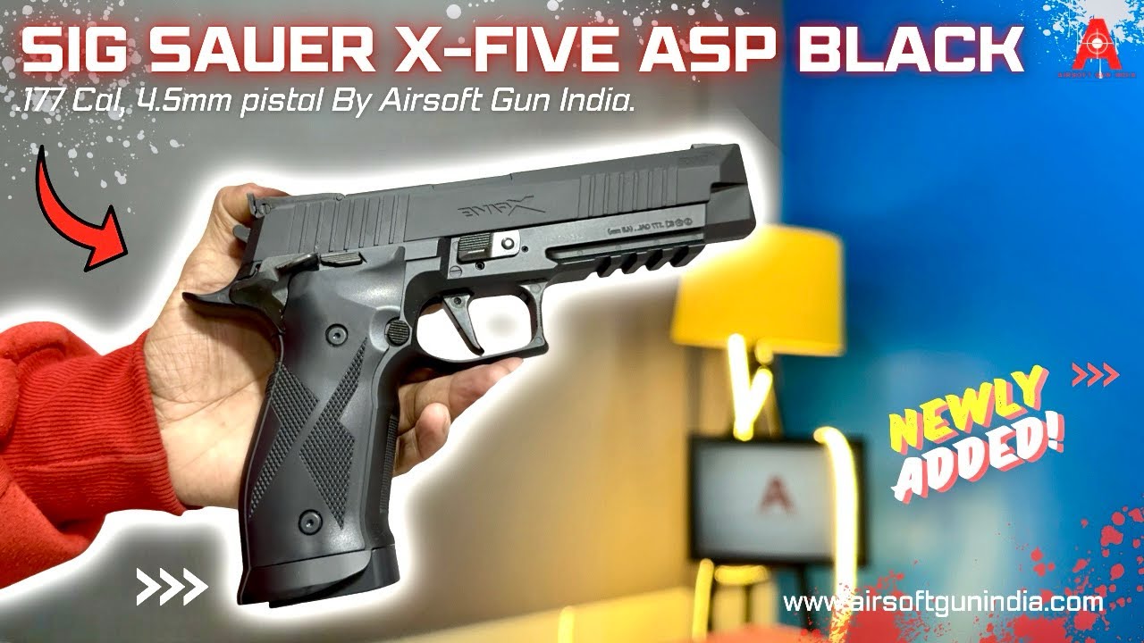 SIG Sauer X-Five ASP Black CO2 Pellet Air Pistol – 20-Round Power & Precision | Airsoft Gun India