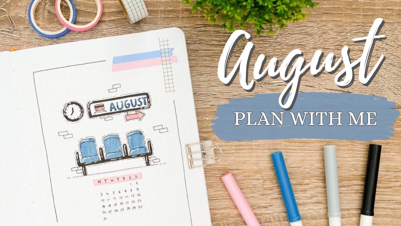 August 2020 | PLAN WITH ME | Bullet Journal Monthly Setup - Railway Travel Theme