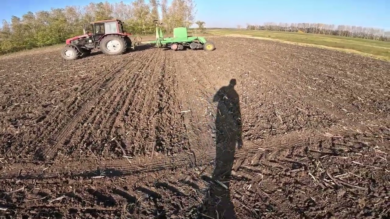 MTZ1221.3 + John Deere 750 gabonavetőgép, búzavetés művelt talajba.