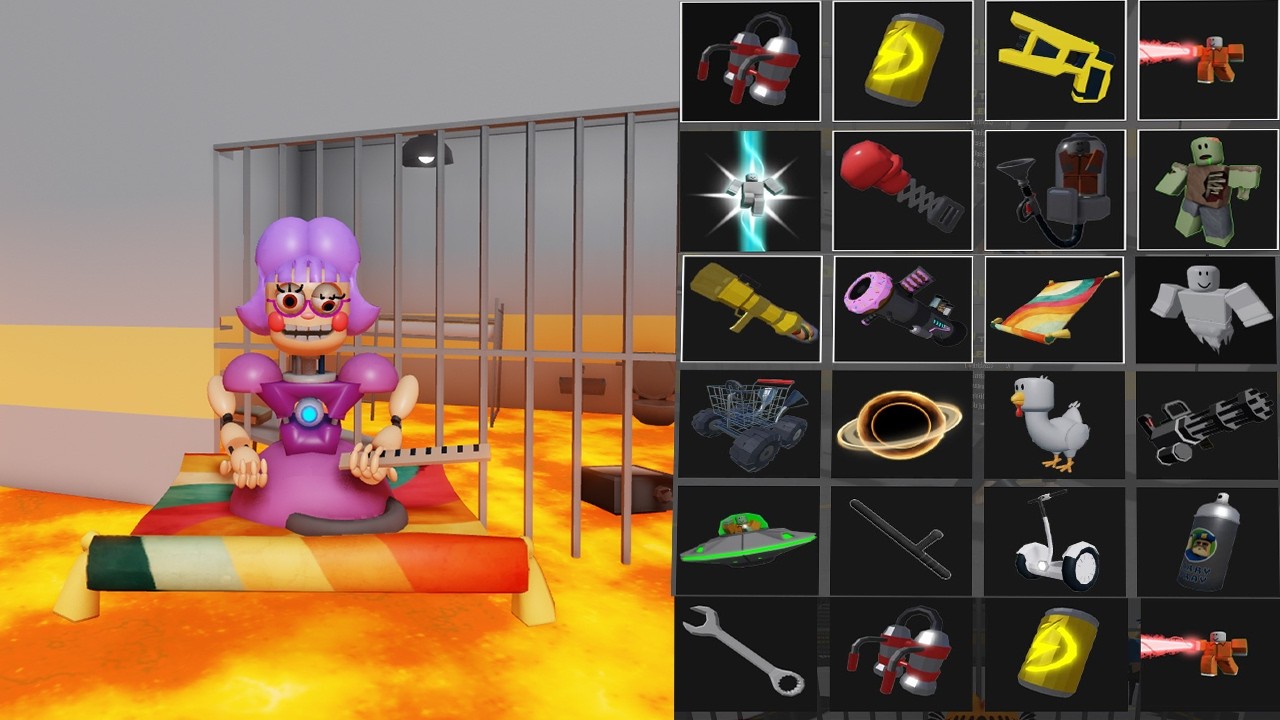 BARRY'S PRISON RUN BUT FLOOR IS LAVA! ALL ITEMS ALL MORPHS UNLOCKED!