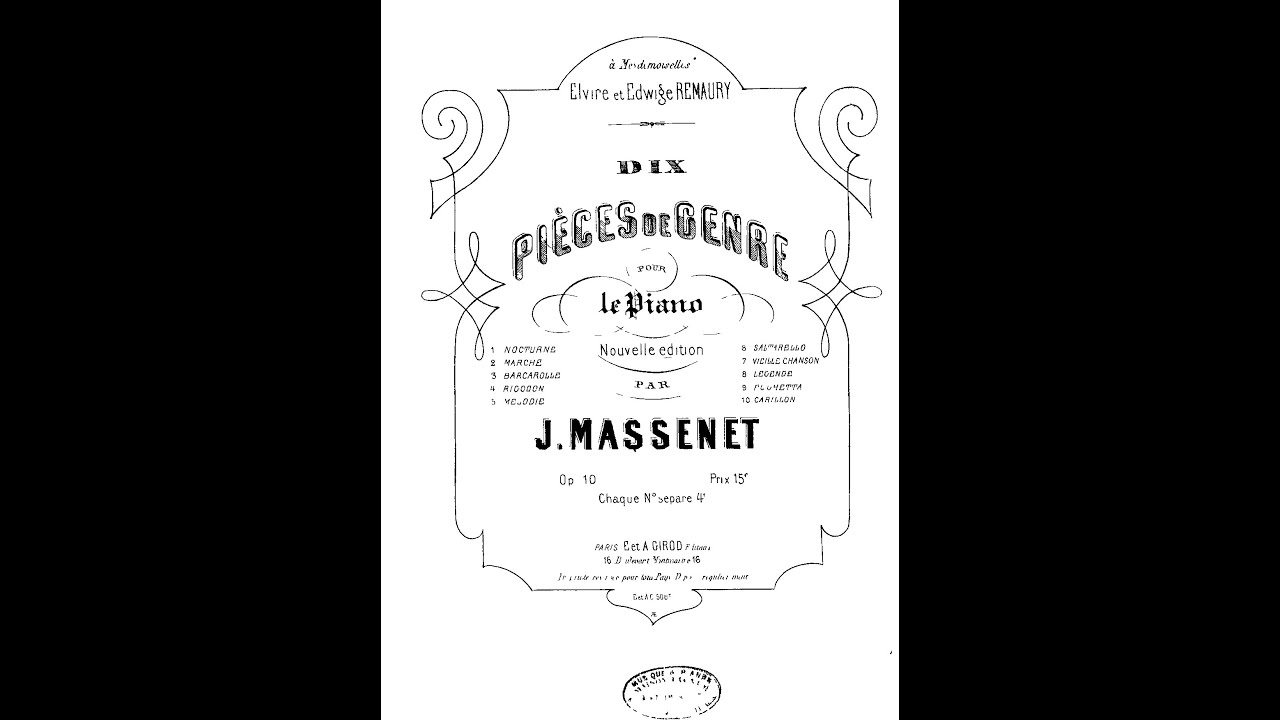 10 Pièces de genre Op.10 By Jules Massenet (with Score)